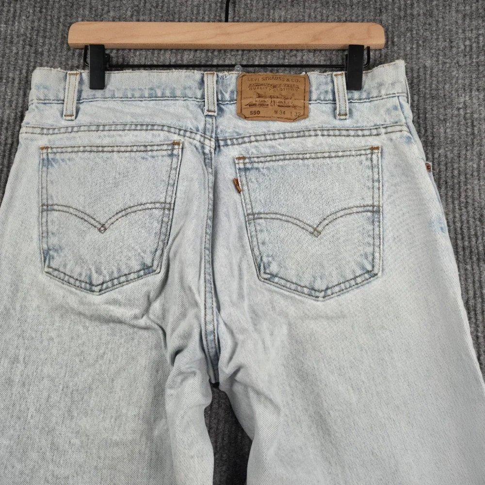 Levi's 550 Relaxed Fit Jeans Mens 34x32 Light Wash Orange Tab Vintage 90s Y2K